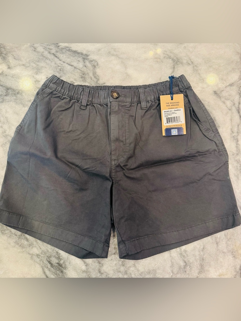 chubbies Men's Elastic Waist Flat Front Shorts - Charcoal